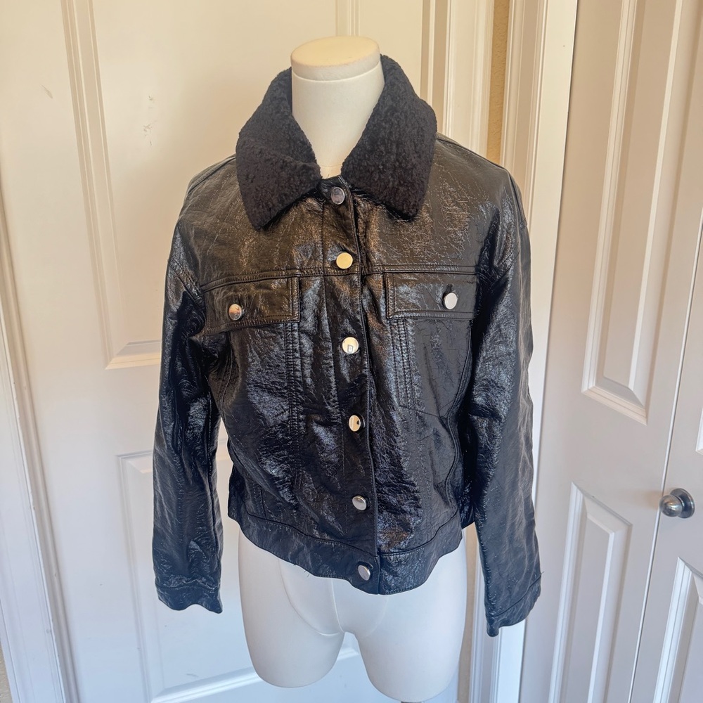 Dolce Cabo Tonal Snake Faux Leather Jacket Black Size Medium